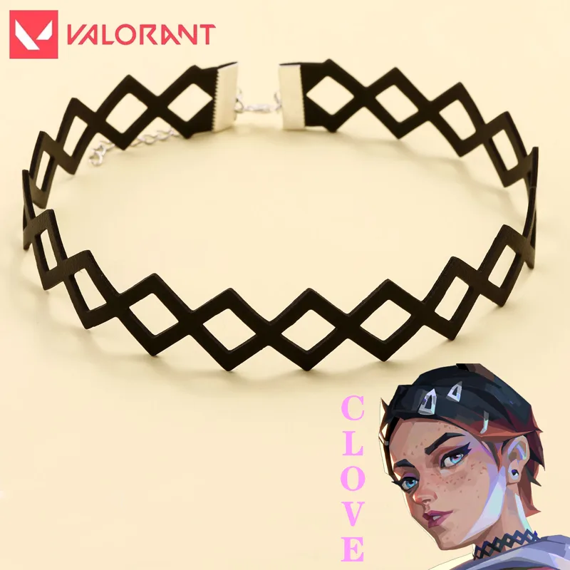Gaming Accessories For Valorant - ゲームヴァロラントチョーカーネックレスブレスレットゲームキャラクタークローブブラック幾何学模様の首輪コスプレジュエリーゲームアクセサリーギフト