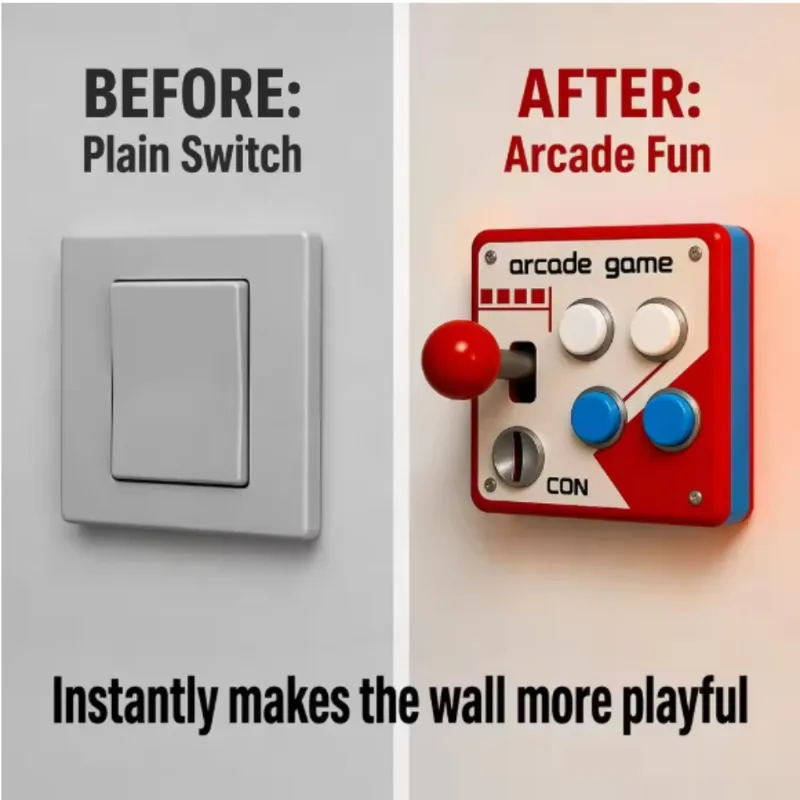 Gaming Accessories Bedroom - レトロアーケードジョイスティックスイッチプレートカバー、パンチフリー3Dプリントゲームルーム壁飾り、ゲーミング愛好家のためのクールなノスタルジックなギフト