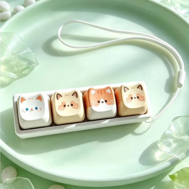 Keyboard Switch Tester - かわいい猫のメカニカルスイッチテスターキーホルダー、カワイイキーキャップ、フィジェットトイ、バッグペンダント、キーボード愛好家や子猫ファンへのデコレーションギフト