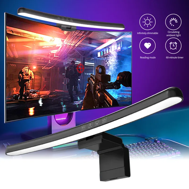 Gaming Accessories Bedroom - USB 無段階調光スクリーン吊り下げライト曲面スクリーンモニターライトバー RGB 背景雰囲気ライトゲームルームの装飾