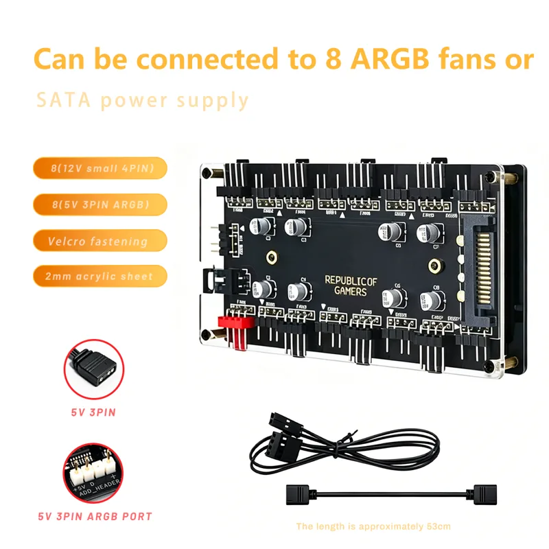 Fan Hub Rgb Controller - 2-in-1 8ポート ARGB & PWM ファンハブ