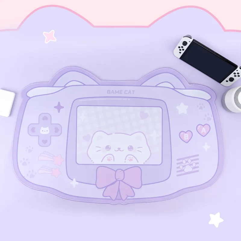 Gaming Accessories Cute - 特大かわいいレトロ GBA ゲーミングマウスパッドかわいいピンクさくらバニー XXL デスクマット防水滑り止めラップトップデスクアクセサリー