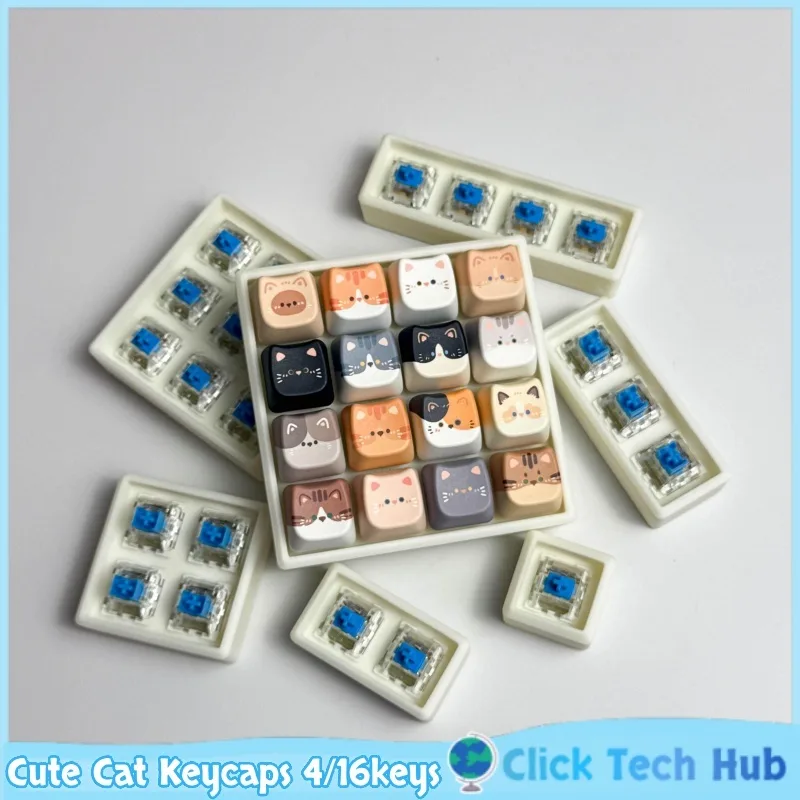 Keyboard Switch Tester - かわいい猫キーキャップ 4/16 キー毛プロファイル Pbt ニャーヘッドアニメキーキャップカスタムパーソナライズされたメカニカルキーボードキーキャップクリエイティブギフト