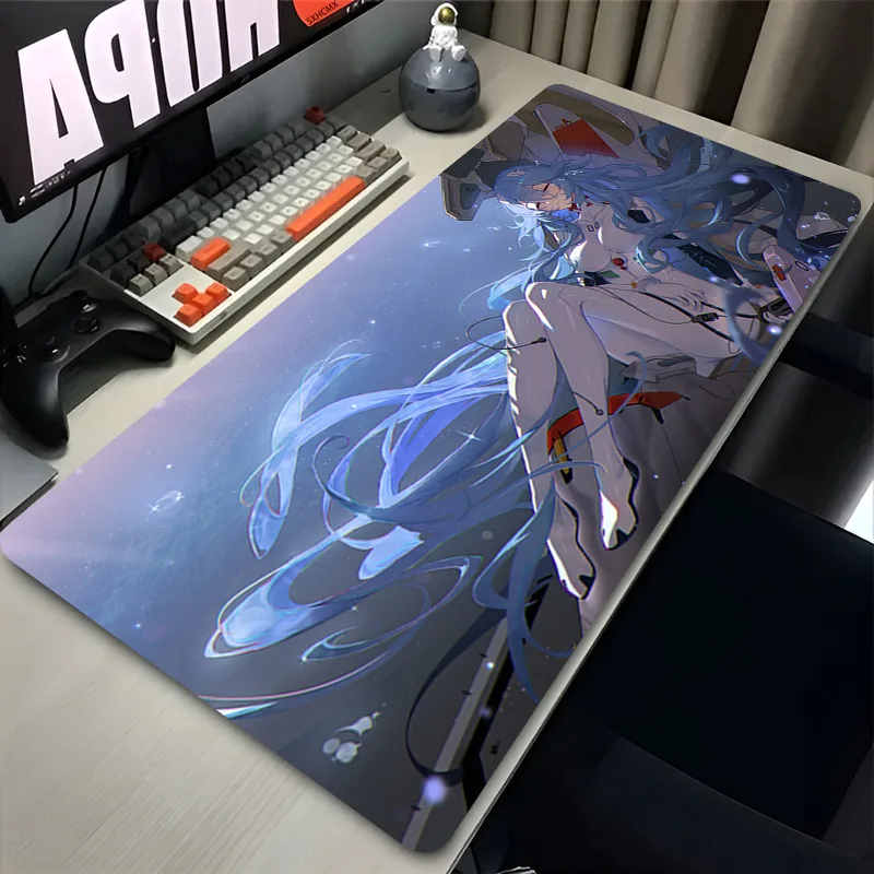 Gaming Accessories For Gaming Setup - マウスパッド XXL 大型かわいいアニメガール綾波レイマウスパッド Pc アクセサリーゲーミングマウスマット E-エヴァンゲリオンキーボードデスクマット