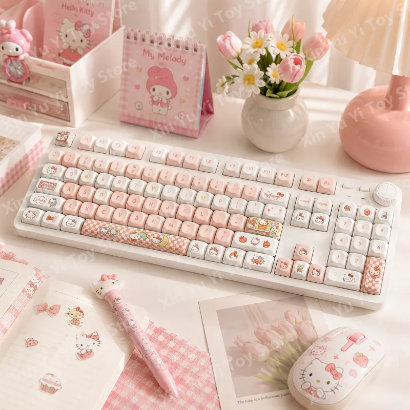 Gaming Accessories Cute - サンリオハローキティ有線メカニカルキーボード 104 キーかわいいピンクゲーミングキーボード PC Mac ラップトップゲーマーアクセサリー誕生日ギフト