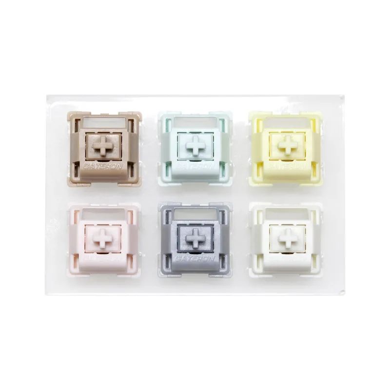 Keyboard Switch Tester - 6 Gateron Smoothie スイッチテスタースイッチ、ブランクキーキャップ付き、メカニカルキーボード用アクリルベース、チョコレートミントバナナシルバー