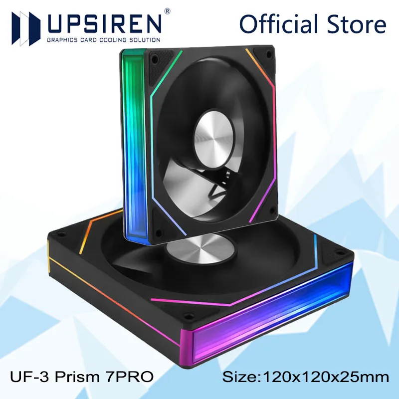 Gaming Accessories For Setup - UPSIREN UF-3 Prism 7PRO コンピュータケース冷却ファン、両面フルレンズ、12CM ARGB
