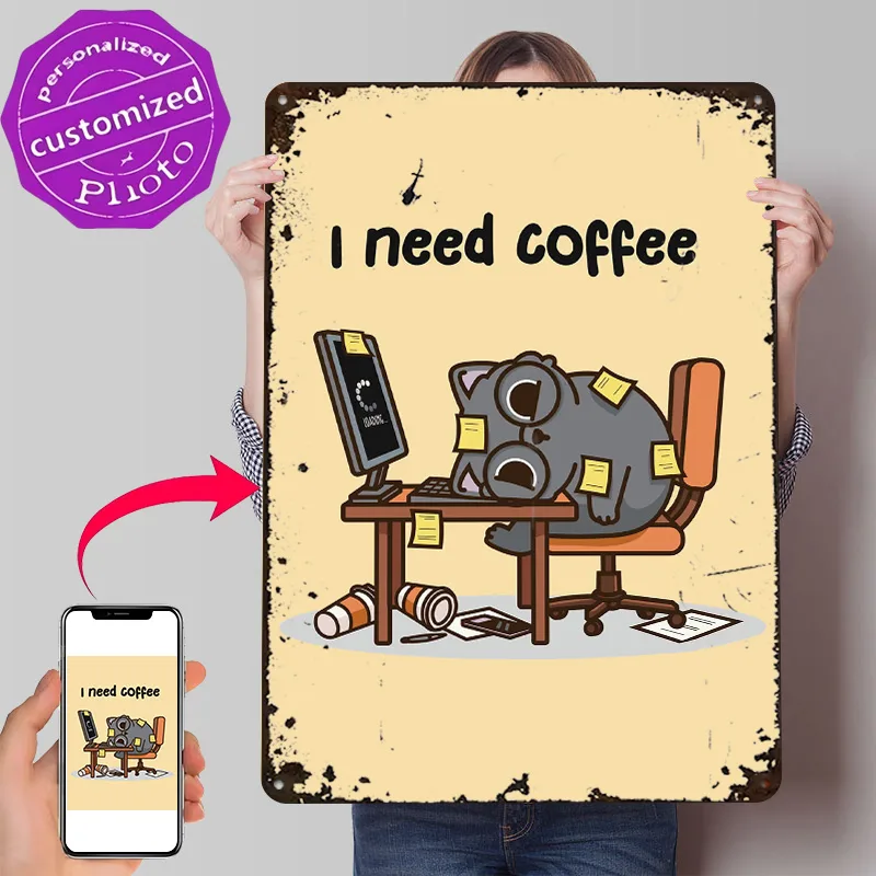I Need Coffee 3D テクスチャメタルポスター  - Gaming Accessories Needed のレビューと価格