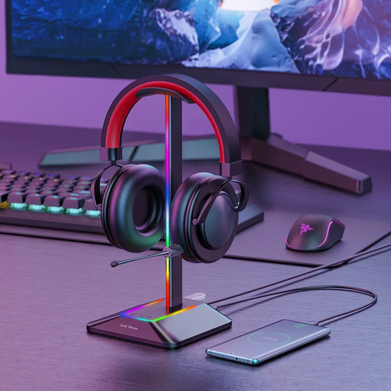 新しい Bee Z8 RGB ヘッドフォンスタンドホルダー  - Gaming Accessories For Setup のレビューと価格