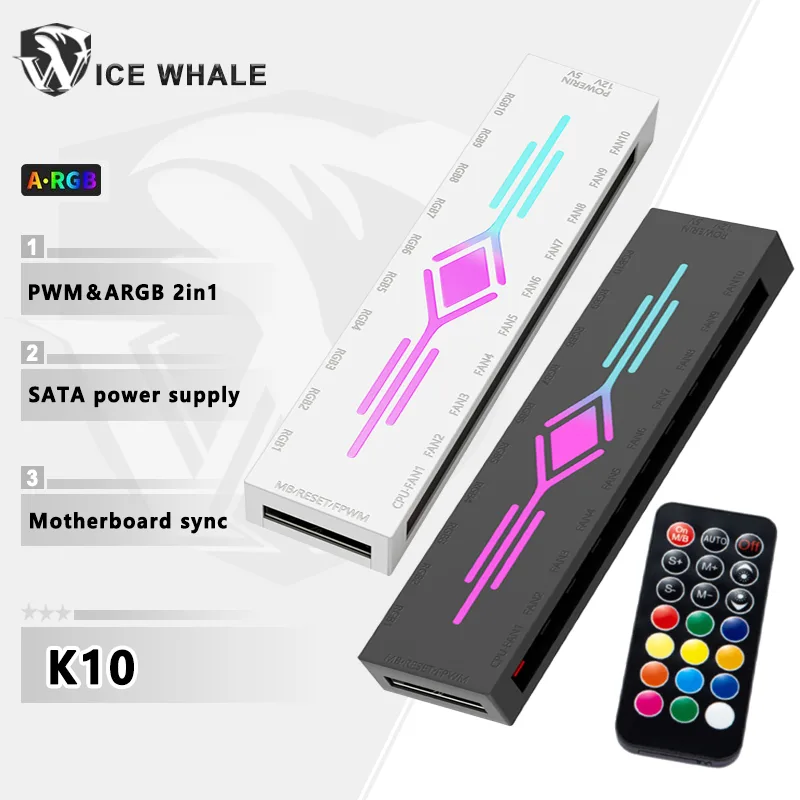 ICE Whale K10 1 to 10 PWM&ARGB - Fan Hub Rgb Controller のレビューと価格