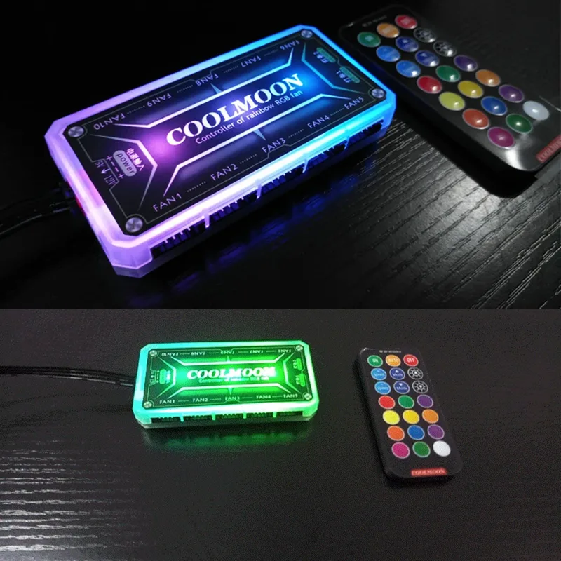 Coolmoon-インテリジェントリモコン,PCケース,ar - Fan Hub Rgb Controller のレビューと価格