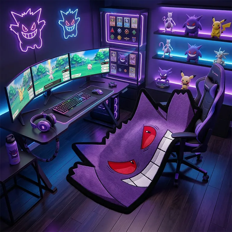 ポケモンゲンガーラグかわいいパープルゴースト漫画フロアマット - Gaming Accessories Bedroom のレビューと価格