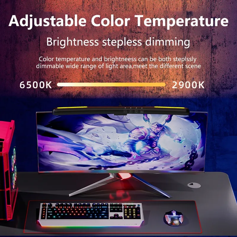 USB 無段階調光スクリーン吊り下げライト曲面スクリーンモニ - Gaming Accessories Bedroom のレビューと価格