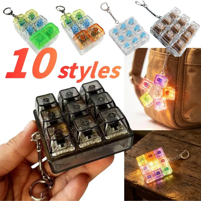 10種類のLEDキーボード型フィジェットキーホルダー、ストレ - Keyboard Switch Tester のレビューと価格