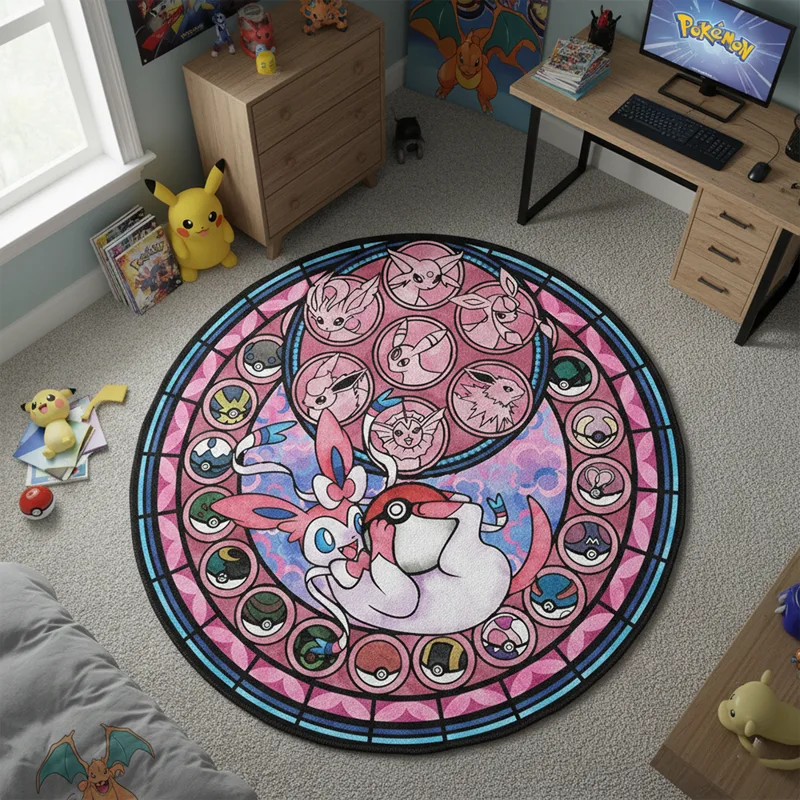 ポケモンスタイルアニメカーペット シルベオンフロアラグ 子供 - Gaming Accessories Kids のレビューと価格