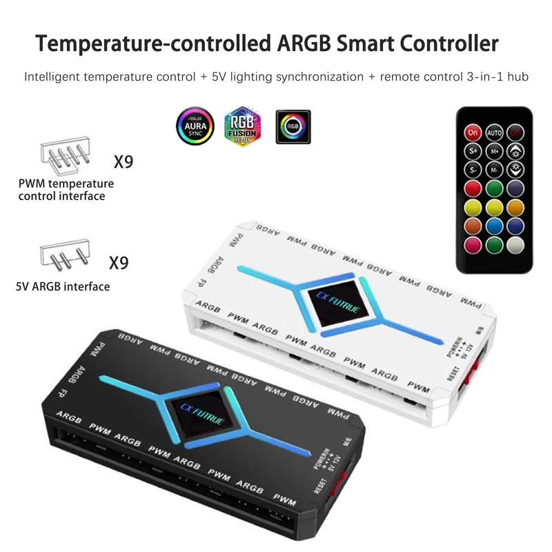 5V 3ピン ARGB & 12V 4ピン PWM ファンハ - Fan Hub Rgb Controller のレビューと価格