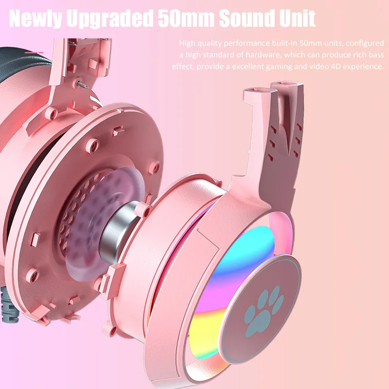マイク付きのかわいい猫の耳のゲーミングヘッドフォン,RGBの - Gaming Accessories Kids のレビューと価格