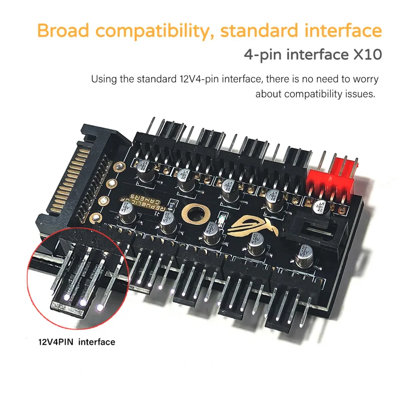 10ポート12V 4ピンPWMファンコントローラーハブ、SA - Fan Hub Rgb Controller のレビューと価格
