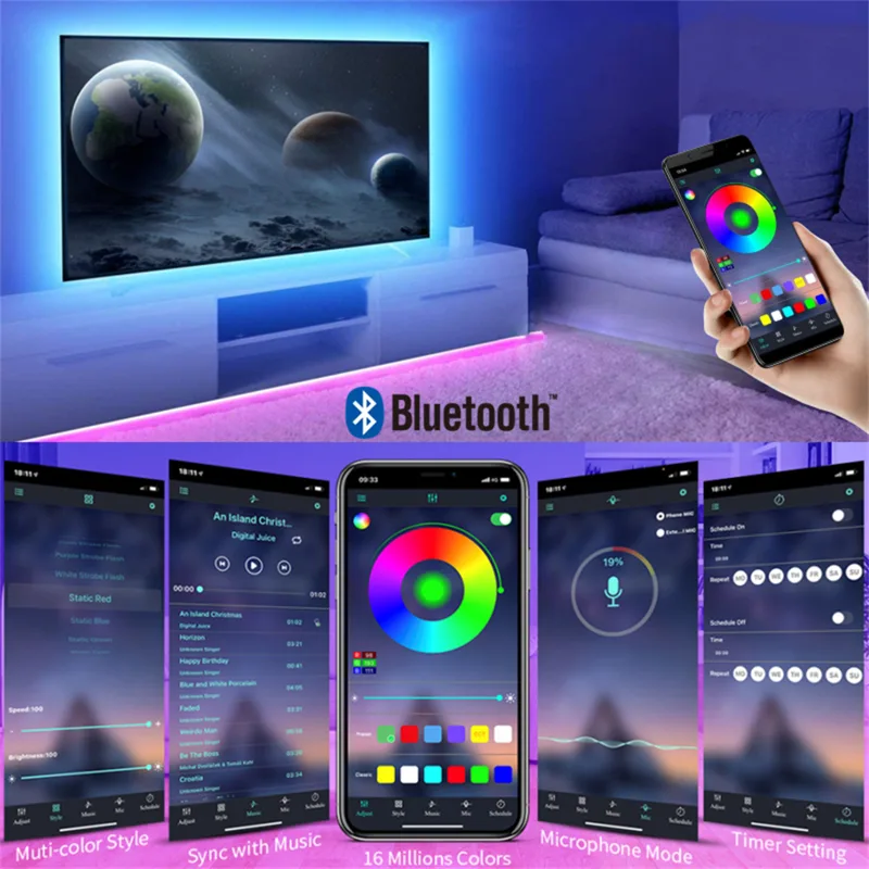 RGB 5050 LEDストリップライト アプリ制御 テレビ - Gaming Accessories Bedroom のレビューと価格