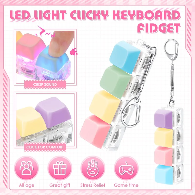LEDライトアップフィジェットキーチェーン、4キーのスイッチ - Keyboard Switch Tester のレビューと価格