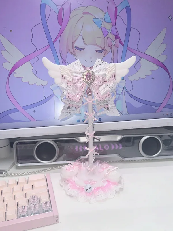 かわいいレースヘッドフォンスタンドピンクホワイトデスクトップ - Gaming Accessories Cute のレビューと価格