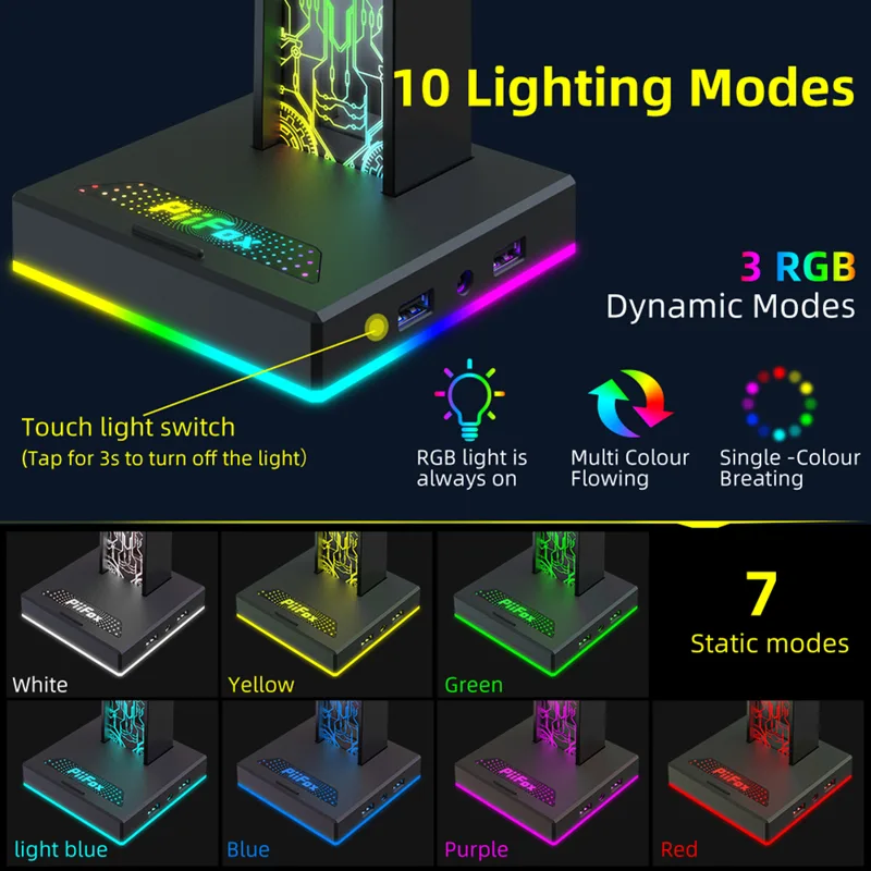 RGBゲーミングヘッドセットスタンド,デュアルUSBポート, - Gaming Accessories For Setup のレビューと価格