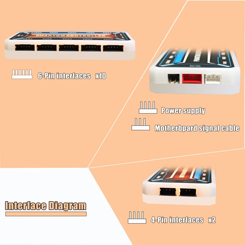 6ピンファンハブ、6ピンインターフェース10個、4ピンインタ - Fan Hub Rgb Controller のレビューと価格